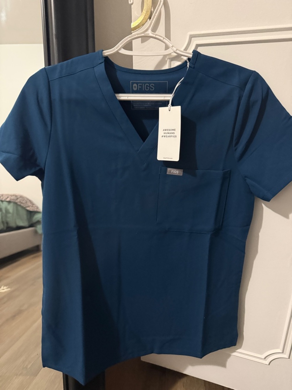 Figs Blue V-Neck Short Sleeve Scrub Top XXS